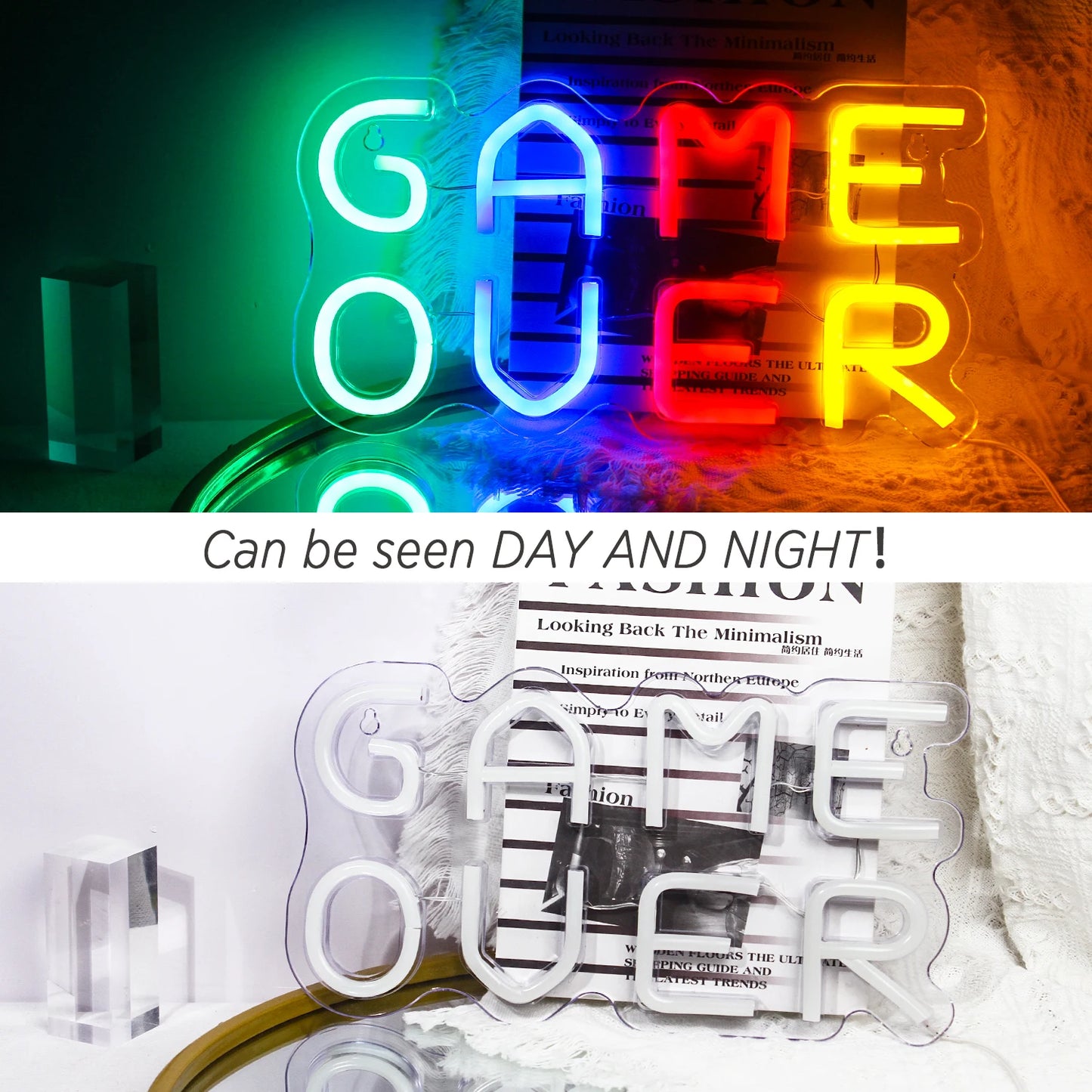 Game Over 5V USB LED Neon Sign - Budget Friendly