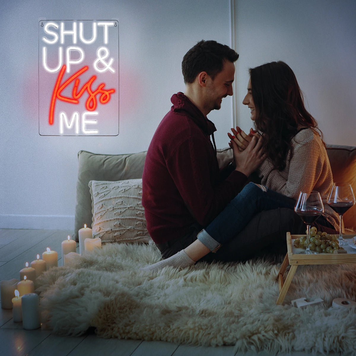 Shut Up & Kiss Me – LED-neonbord (5 V USB)