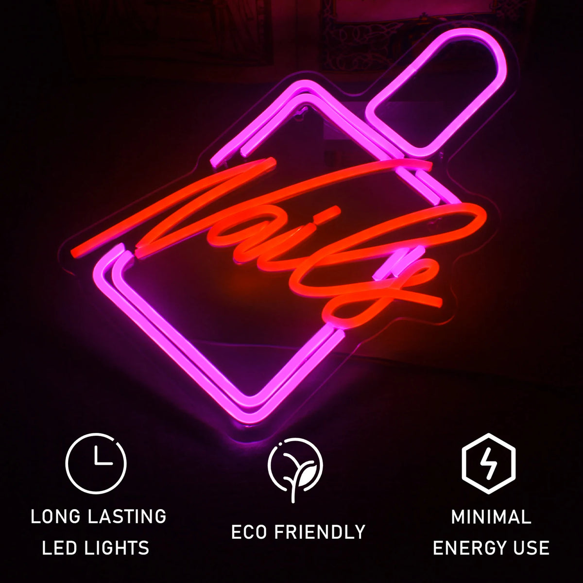 Nails – Nagellakflesje – LED-neonreclame (5 V USB)
