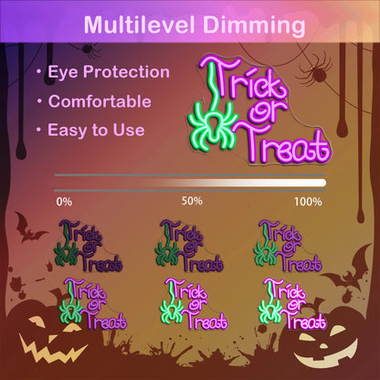 Trick Or Treat Spider 5V USB LED Neon Sign - Budget Friendly