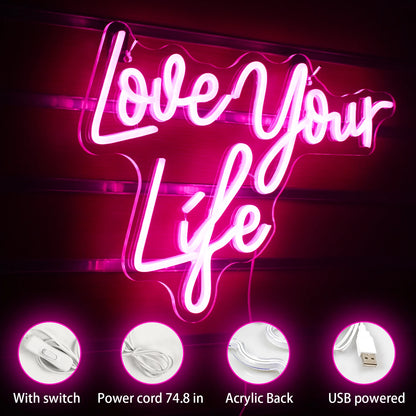 Love Your Life 5V USB LED Neon Sign - Budget Friendly