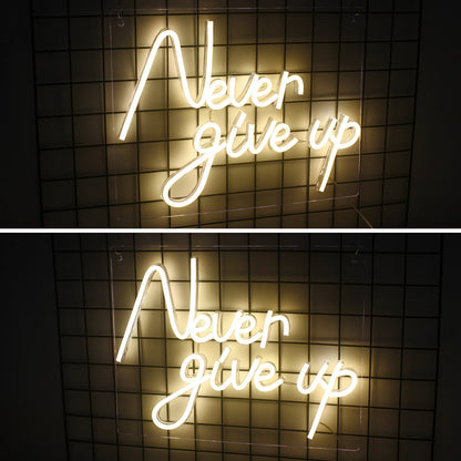 Never Give Up 5V USB LED Neon Sign - Budget Friendly