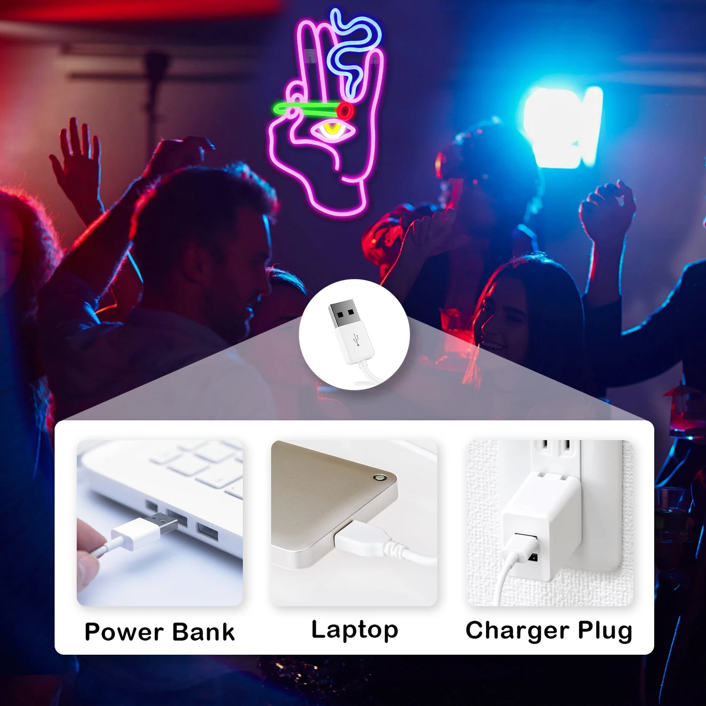 Smoking Hand Eye 5V USB LED Neon Sign - Budget Friendly