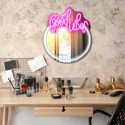 Good Vibes Mirror 5V USB LED Neon Sign - Budget Friendly