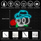 Cowboy Skull Rose 5V USB LED Neon Sign - Budget Friendly