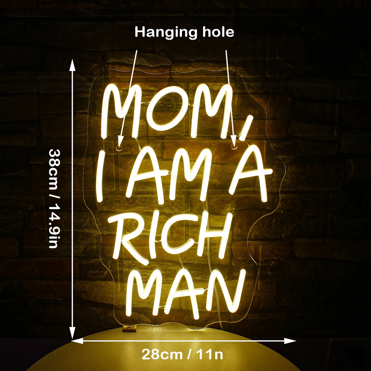 Mom I Am A Rich Man 5V USB LED Neon Sign - Budget Friendly