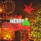 Merry Christmas – Kerstboom en ster – LED-neonbord (5 V USB)
