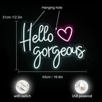 Hello Gorgeous – Hart – LED-neonreclame (5 V USB)