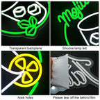 Mojito – Cocktailglas, citrus en munt – LED-neonreclame (5 V USB)