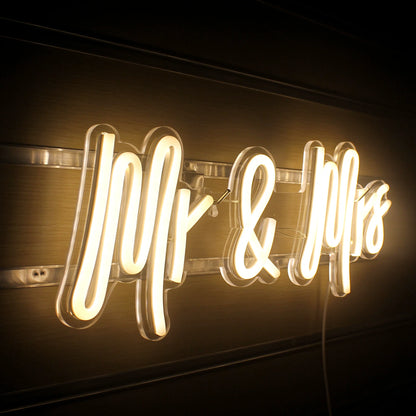 Mr & Mrs 5V USB LED Neon Sign - Budget Friendly