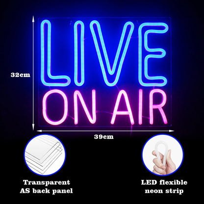 Live On Air 5V USB LED Neon Sign - Budget Friendly