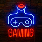 De afbeelding toont een levendig LED-neonbord dat speciaal is ontworpen voor vrouwelijke gamers.