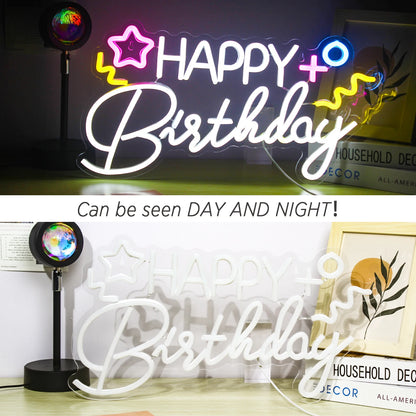 Happy Birthday 5V USB LED Neon Sign - Budget Friendly