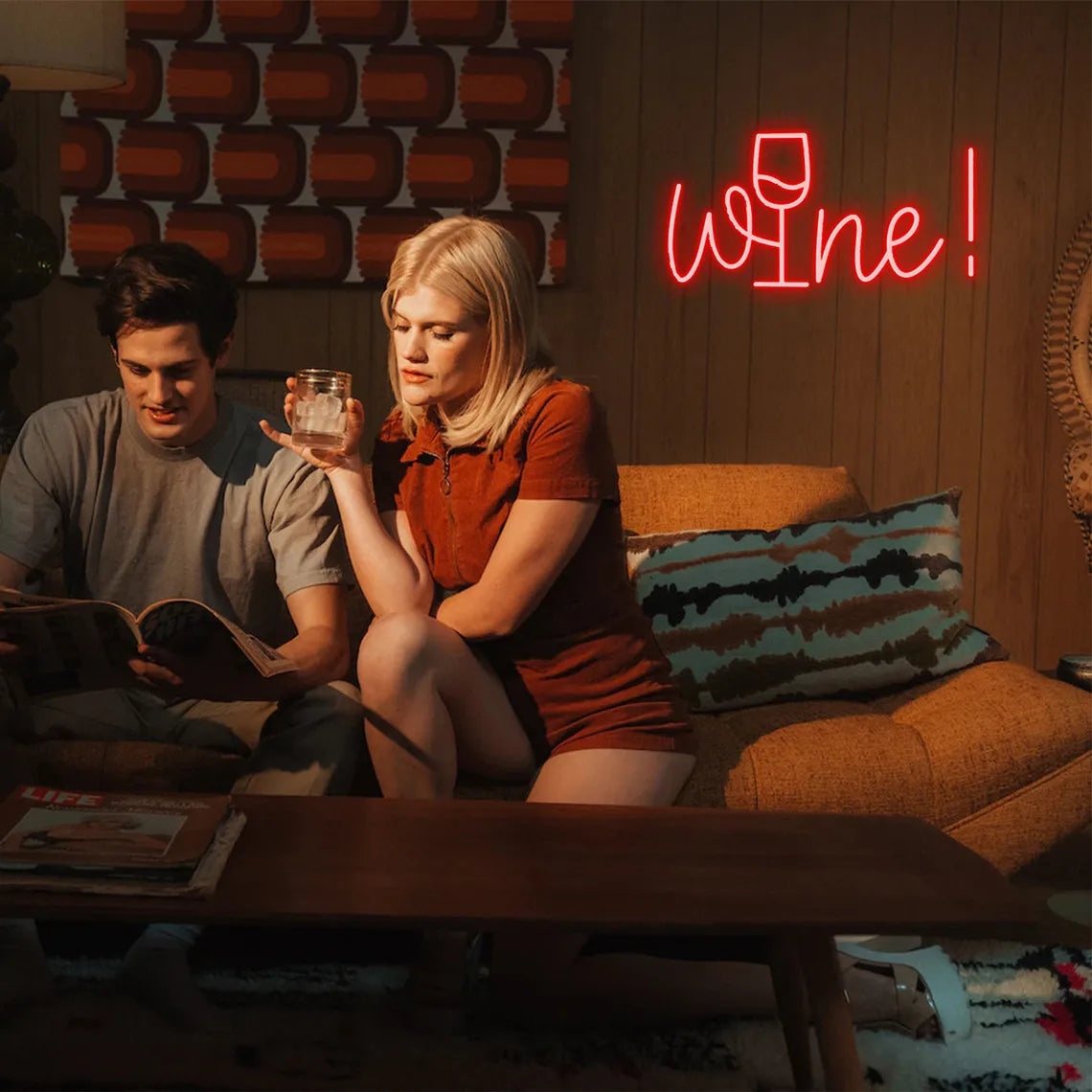 Wine – Wijnglas in plaats van de i – LED-neonreclame (5 V USB)