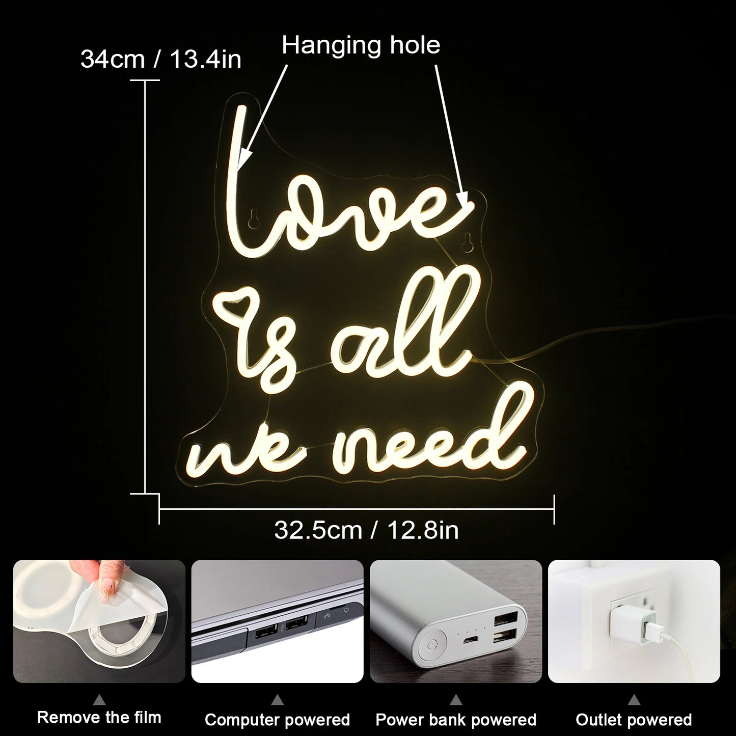 Love is all we need 5V USB LED Neon Sign - Budget Friendly