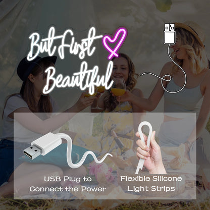 But First Beautiful 5V USB LED Neon Sign - Budget Friendly