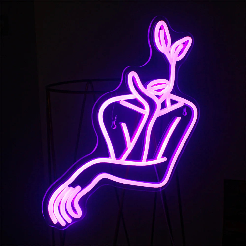 Woman Line Art 5V USB LED Neon Sign - Budget Friendly