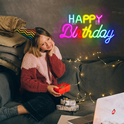 Happy Birthday 5V USB LED Neon Sign - Budget Friendly