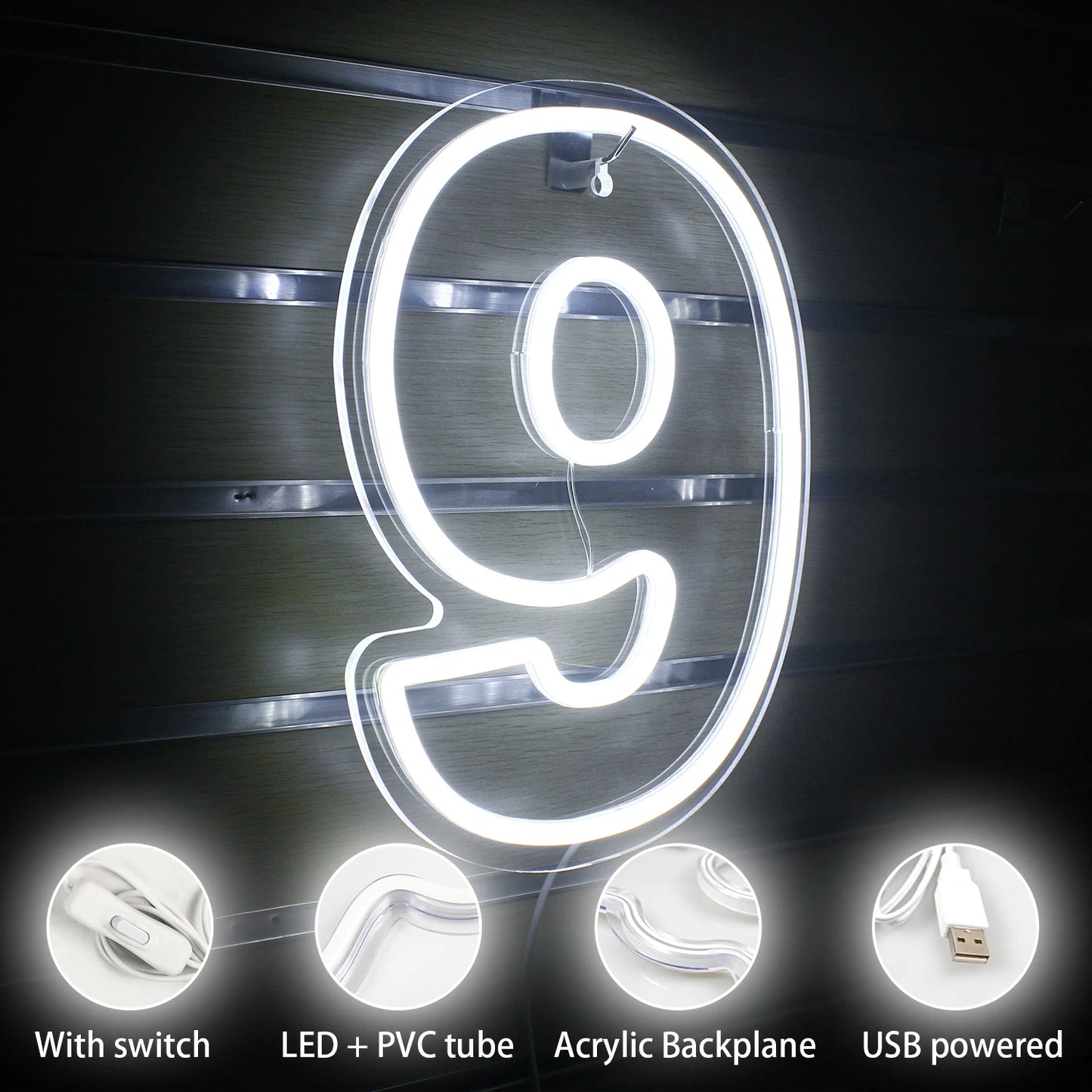 Birthday 0-9 Digital Number 5V USB LED Neon Sign - Budget Friendly