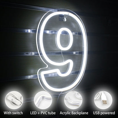 Birthday 0-9 Digital Number 5V USB LED Neon Sign - Budget Friendly