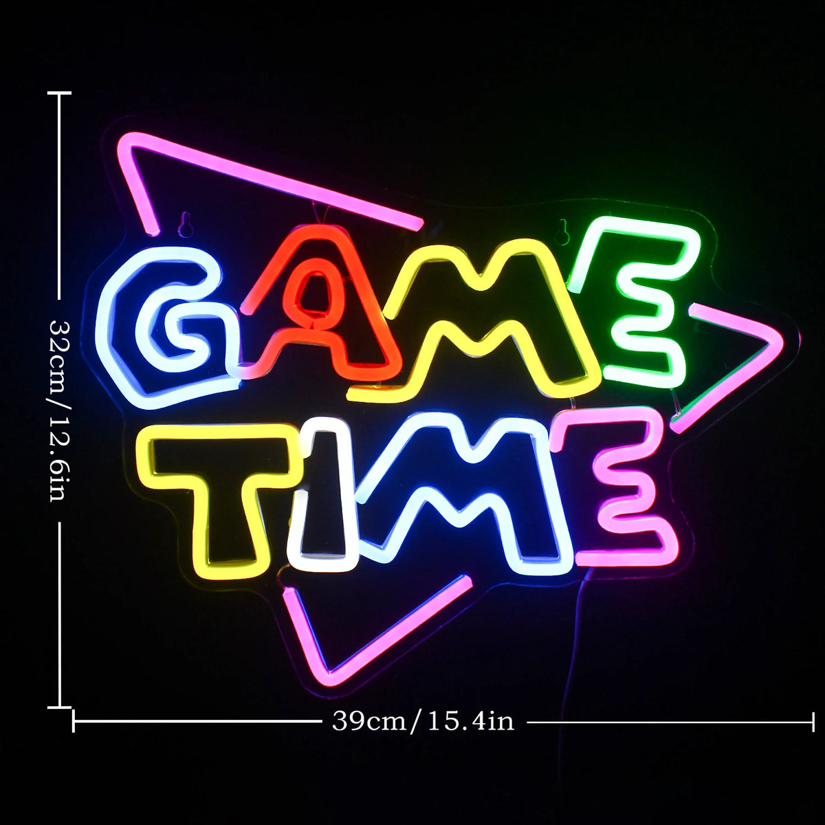 GAME TIME – Driehoek – LED-neonbord (5 V USB)