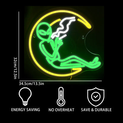 Moon Smoking Alien 5V USB LED Neon Sign - Budget Friendly