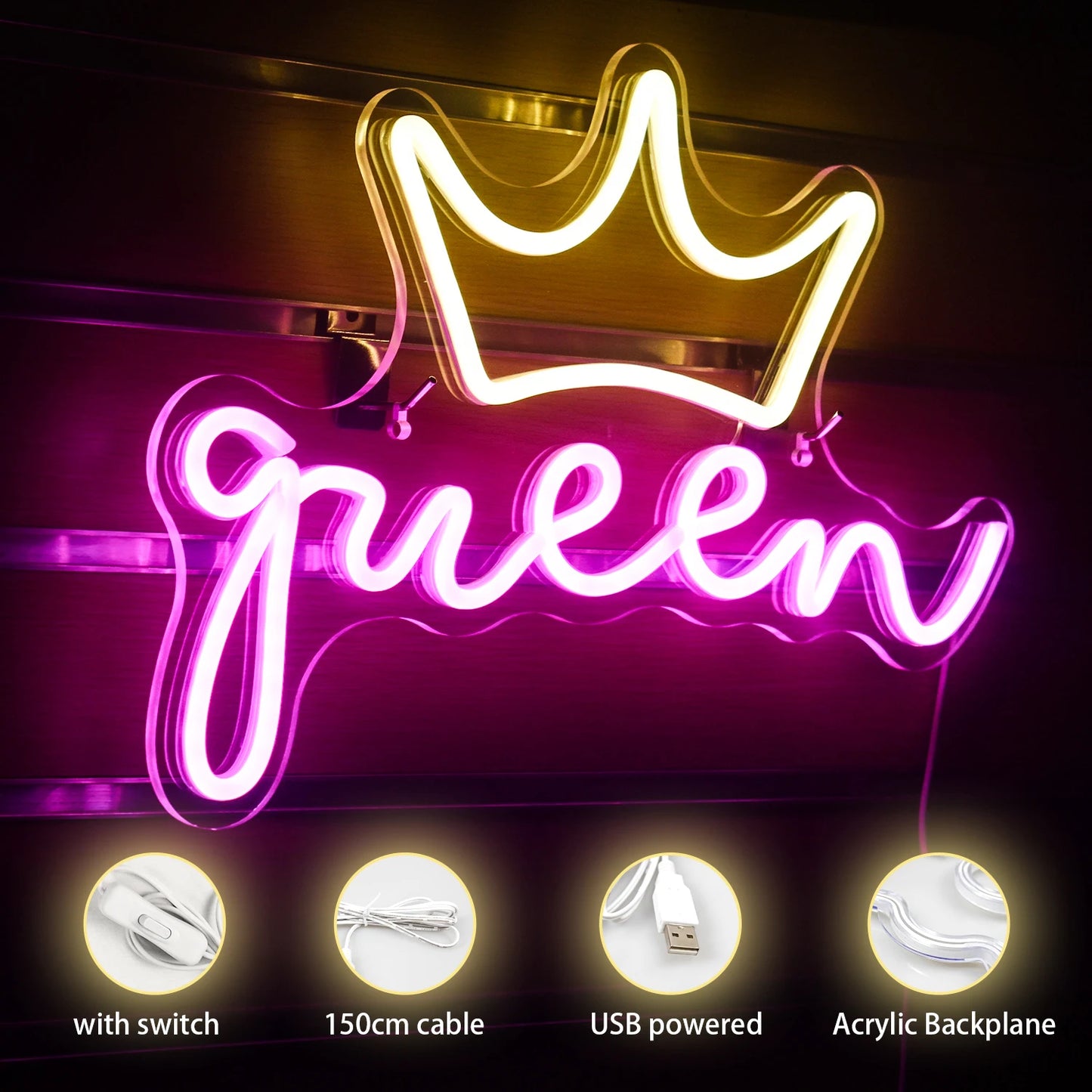 Queen 5V USB LED Neon Sign - Budget Friendly
