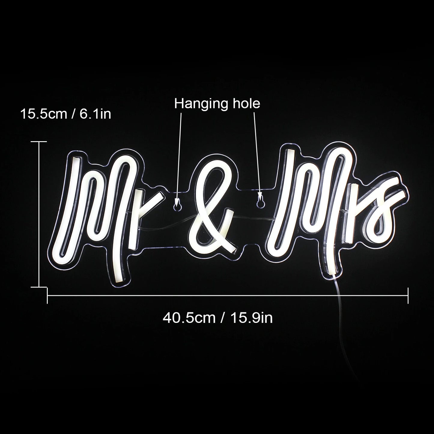Mr & Mrs 5V USB LED Neon Sign - Budget Friendly