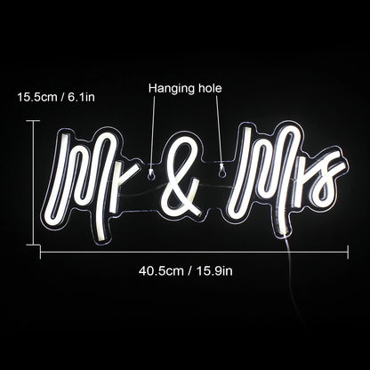 Mr & Mrs 5V USB LED Neon Sign - Budget Friendly