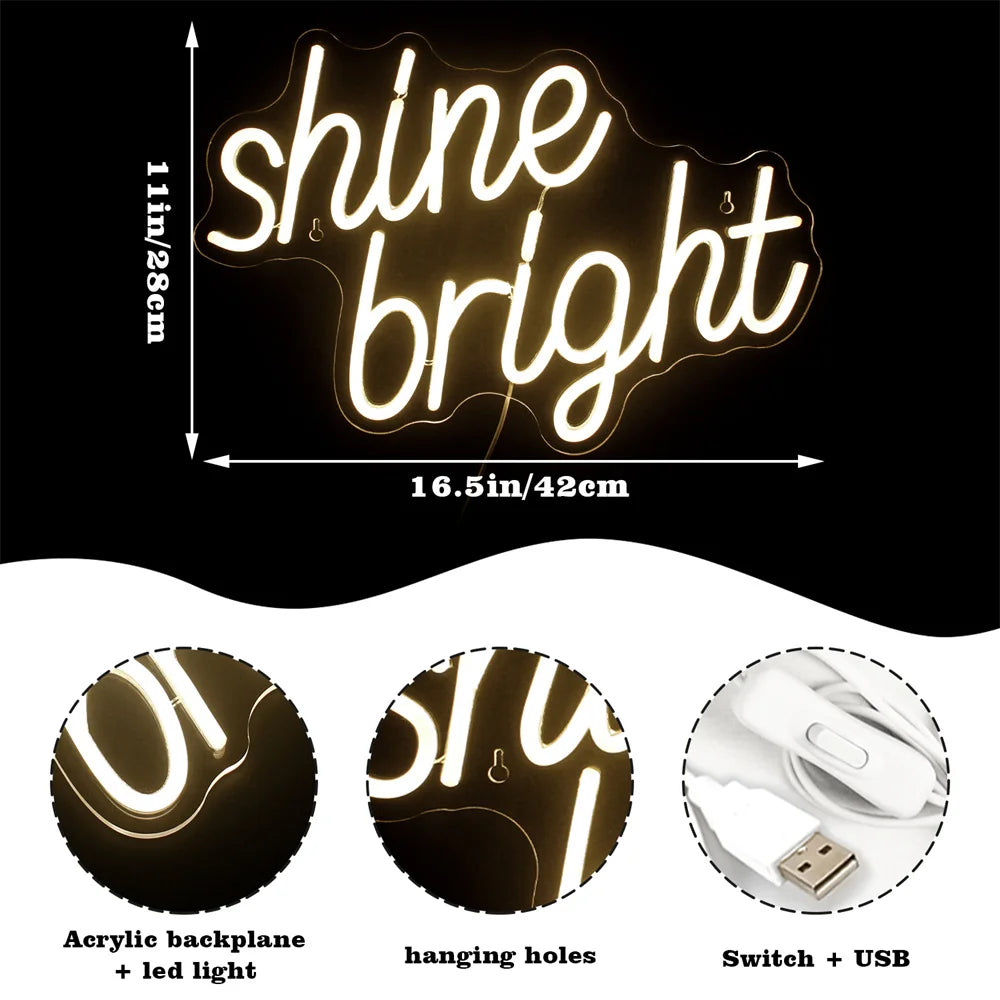 Shine Bright – LED-neonbord (5 V USB)
