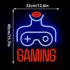 GAMING – Vrouw en gamecontroller – LED-neonbord (5 V USB)