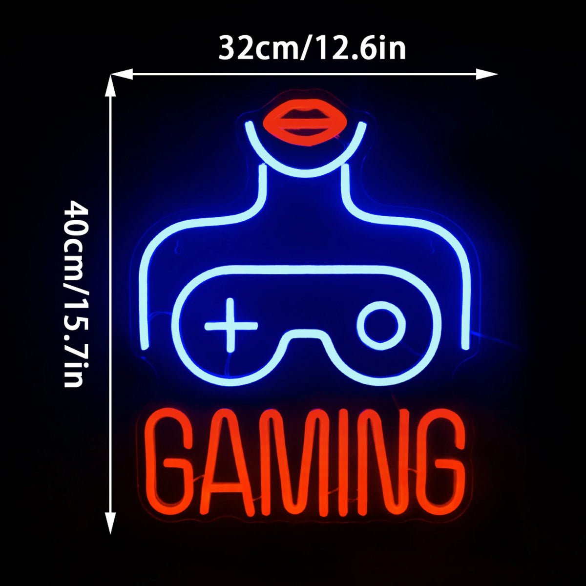 GAMING – Vrouw en gamecontroller – LED-neonbord (5 V USB)