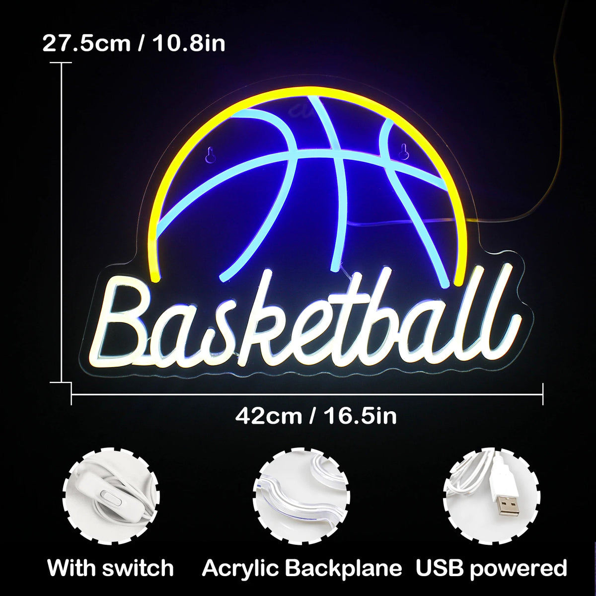 Basketball 5V USB LED Neon Sign - Budget Friendly