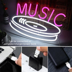 Music Record 5V Mini USB LED Neon Sign - Budget Friendly