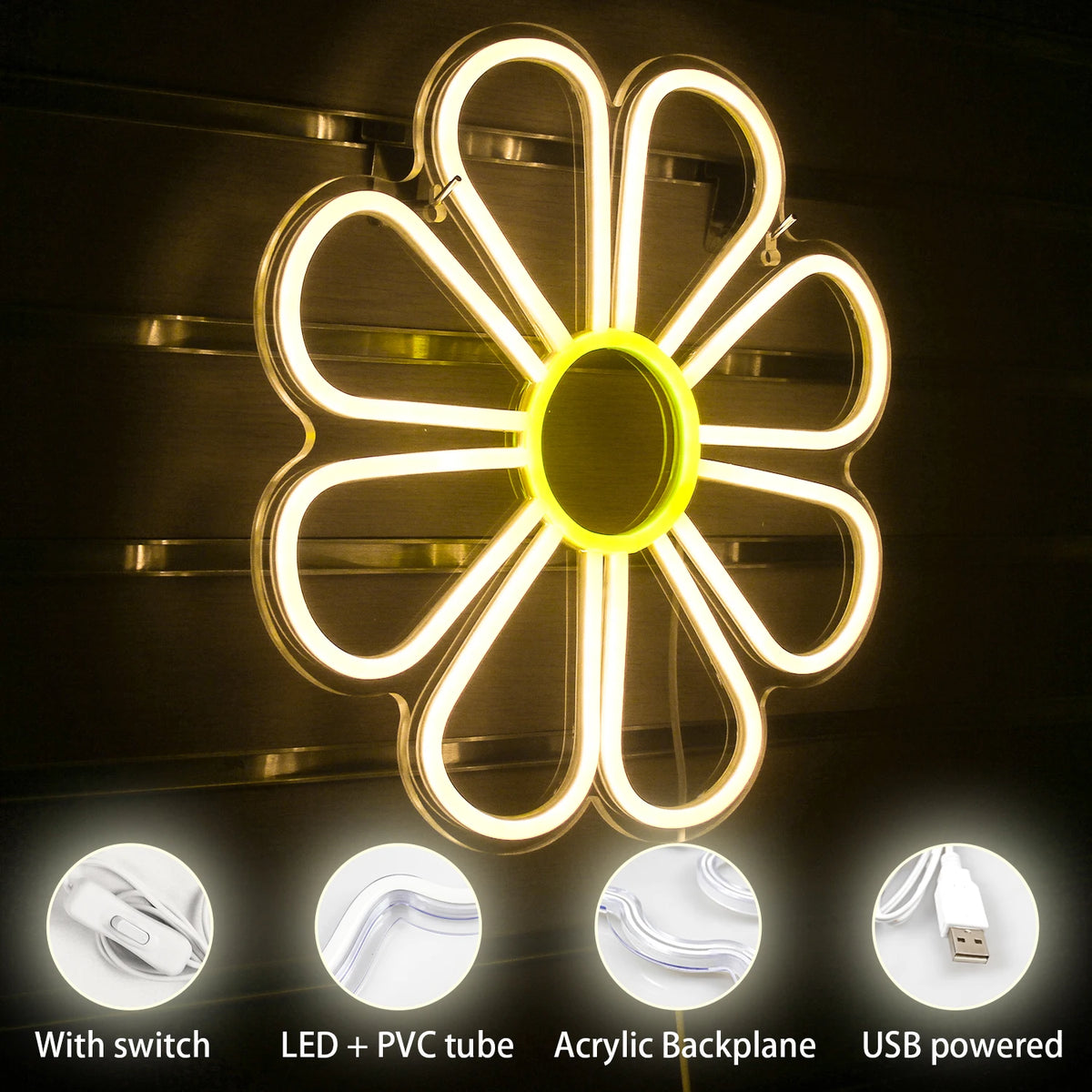 Flower 5V Mini USB LED Neon Sign - Budgetvriendelijk