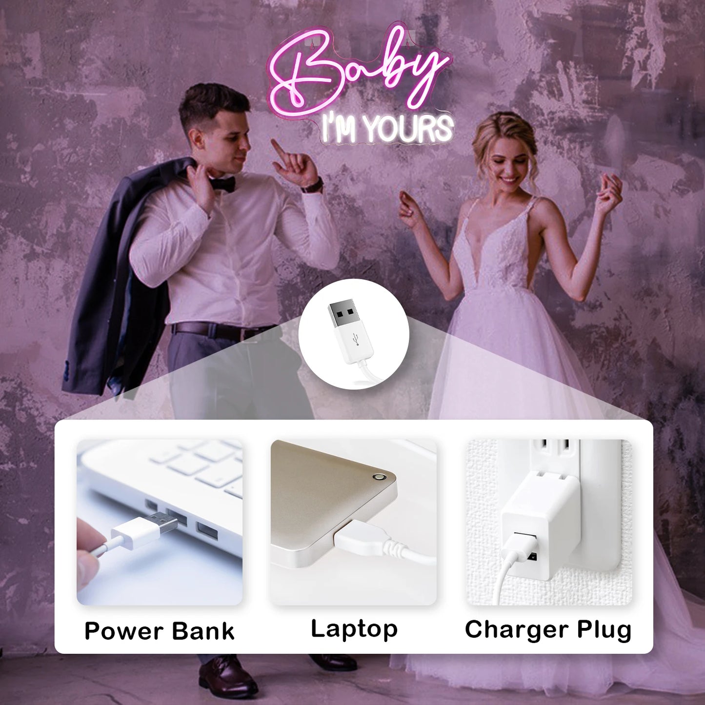 Baby Im Yours 5V USB LED Neon Sign - Budget Friendly