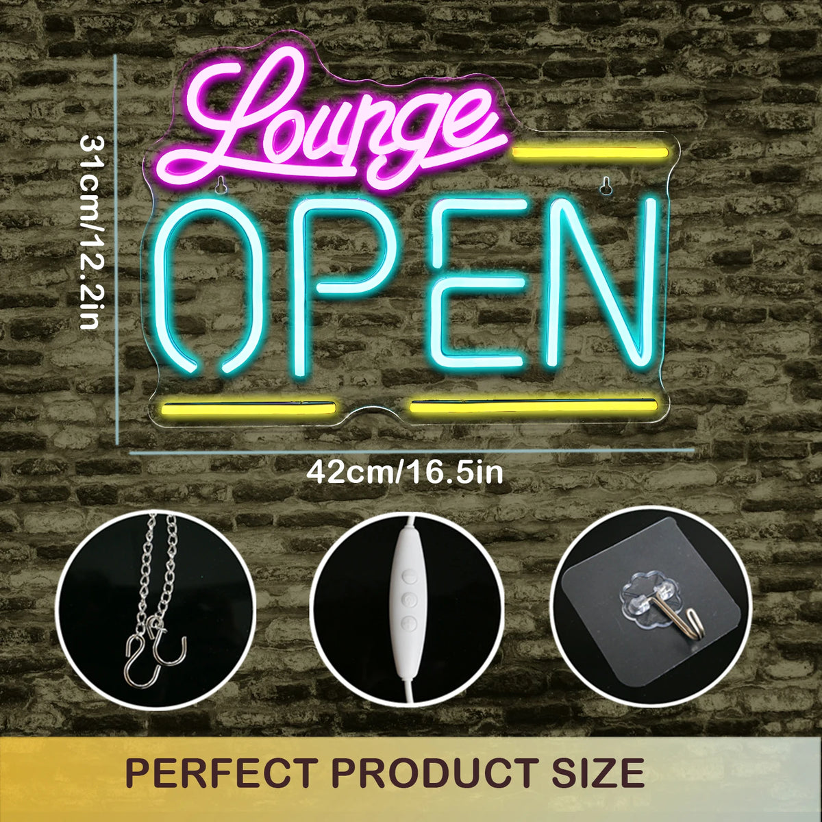 Lounge Open – LED-neonreclame (5 V USB)