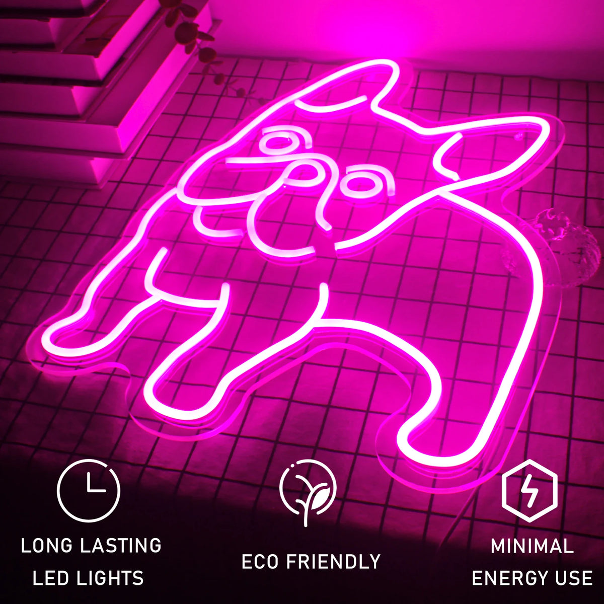 Roze hond – LED-neonbord (5 V USB)