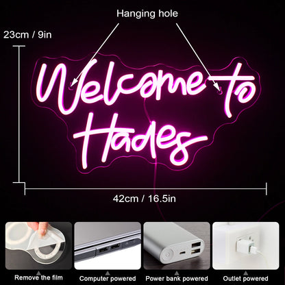 Welcome to Hades 5V USB LED Neon Sign - Budget Friendly