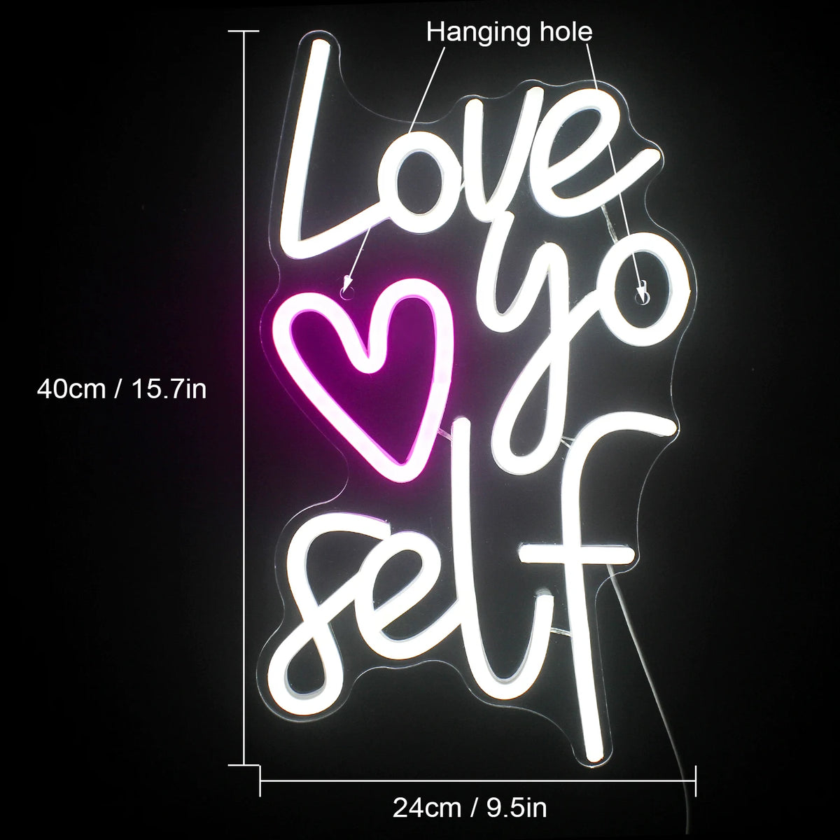 Love yo self – Hart – LED-neonbord (5 V USB)