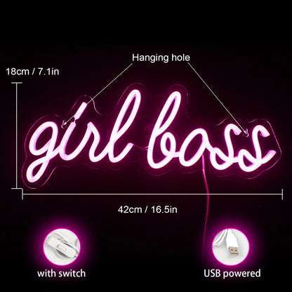 Girl Boss 5V USB LED Neon Sign - Budget Friendly