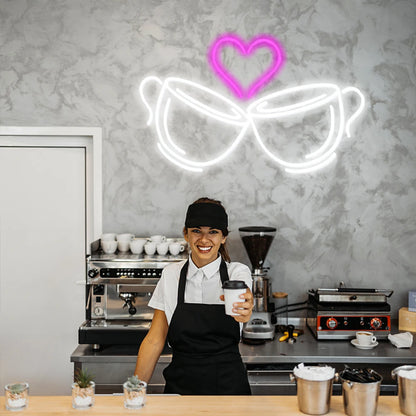 Coffee Cheers Heart 5V USB LED Neon Sign - Budget Friendly