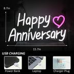 Happy Anniversary 5V USB LED Neon Sign - Budget Friendly