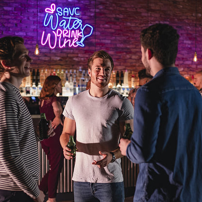 Save Water Drinks Wine 5V USB LED Neon Sign - Budget Friendly