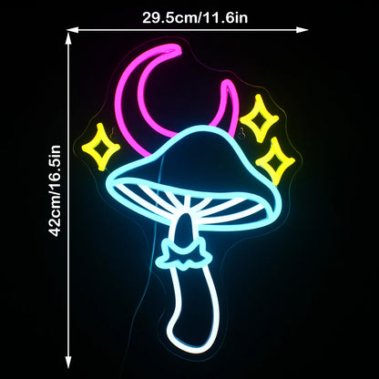 Star Moon Mushroom 5V USB LED Neon Sign - Budget Friendly