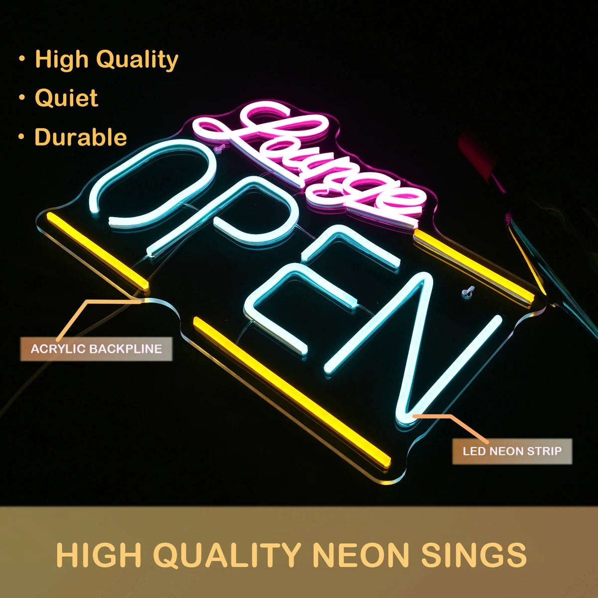 Lounge Open – LED-neonreclame (5 V USB)