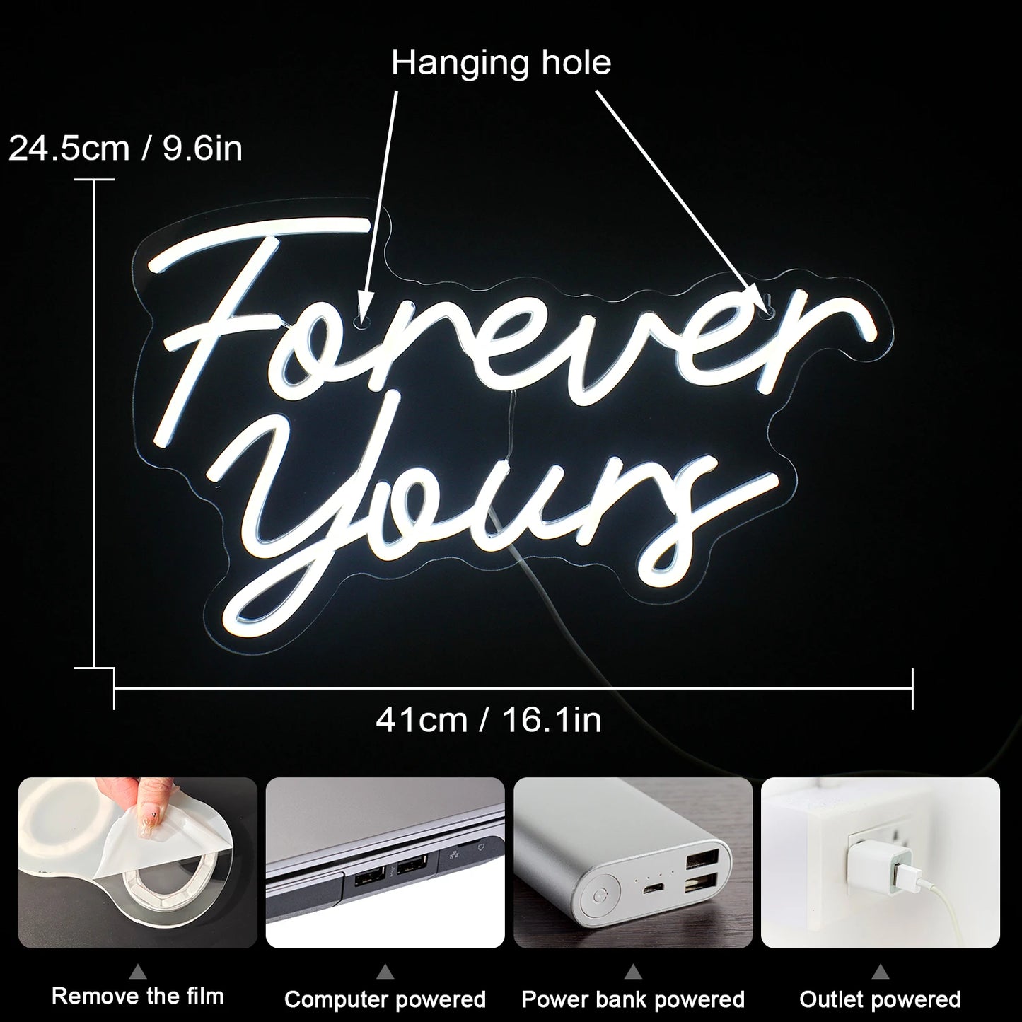 Forever Yours 5V USB LED Neon Sign - Budget Friendly