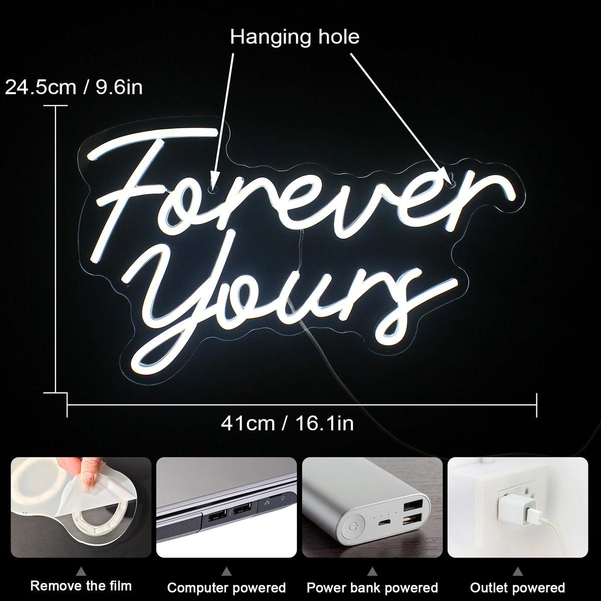 Forever Yours 5V USB LED Neon Sign - Budget Friendly