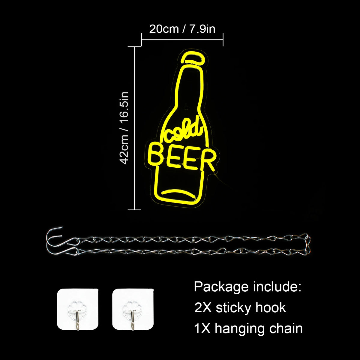 Cold Beer – Bierfles – LED-neonreclame (5 V USB)