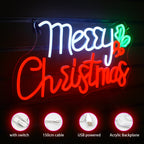 Merry Christmas – Hulst – LED-neonbord (5 V USB)